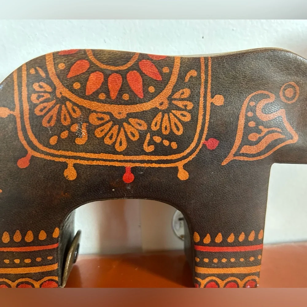 Vintage Y2K Leather Elephant Coin Bank